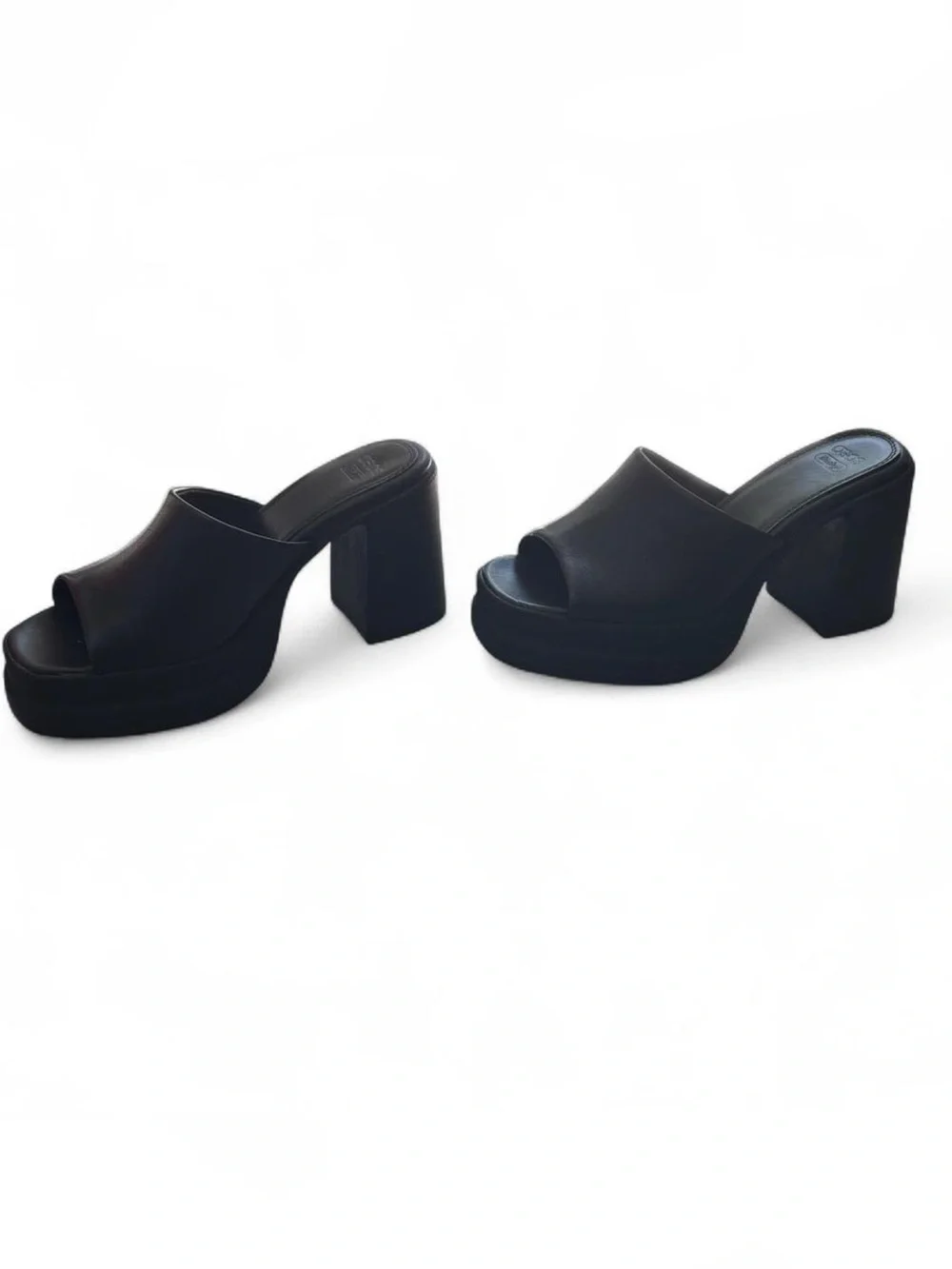 NWOT wide fit chunky platform high heel black mules-size 7